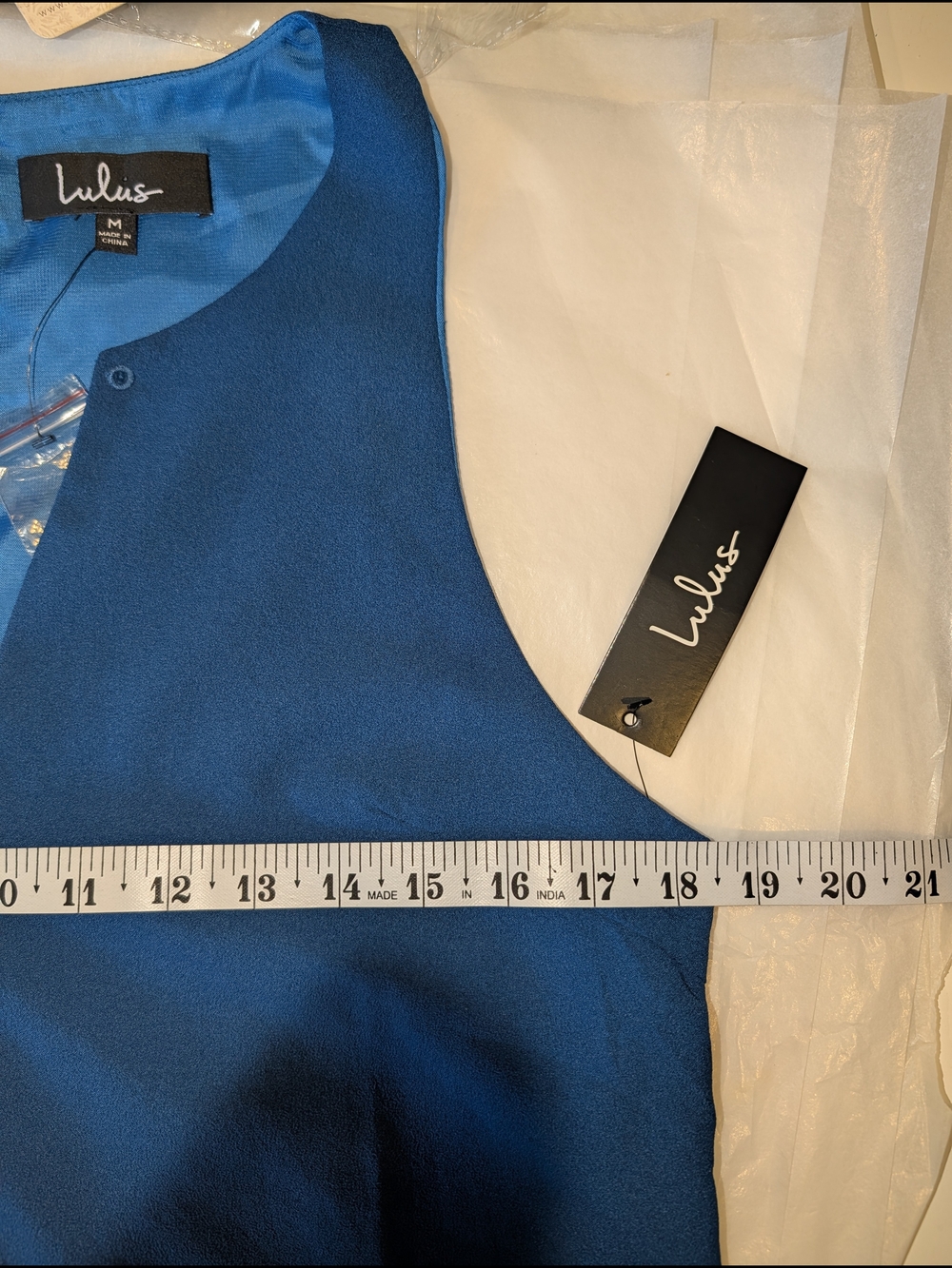 Lulu's Blue Sleeveless Shift Dress knee length v neck office travel resort nwt - Picture 5 of 6